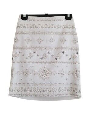 White House Black Market White Embroidered Eyelet Pencil Skirt MSRP $135
